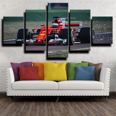 5 panel wall art canvas prints Formula 1 Car Ferrari live room decor-1200 (1)