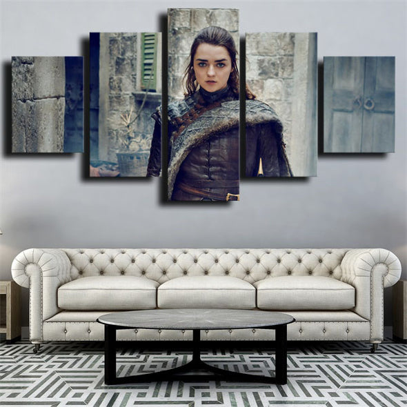 5 panel wall art canvas prints Game of Thrones Arya Stark home decor-1602 (3)