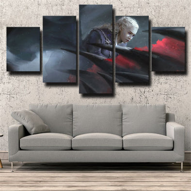5 panel wall art canvas prints Game of Thrones Daenerys wall decor-1612 (1)