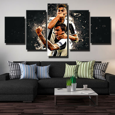 5 panel wall art canvas prints Goeba two players hugs home decor-1324 (1)