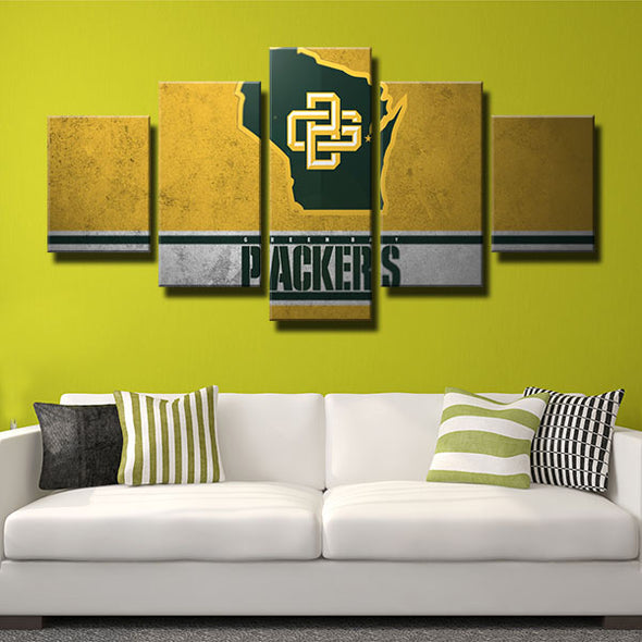 5 panel wall art canvas prints Indian Packers Yellow Name home decor-1212 (4)