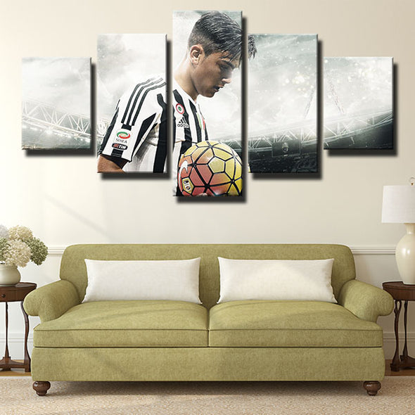 5 panel wall art canvas prints JUV Dybala court football home decor-1330 (1)