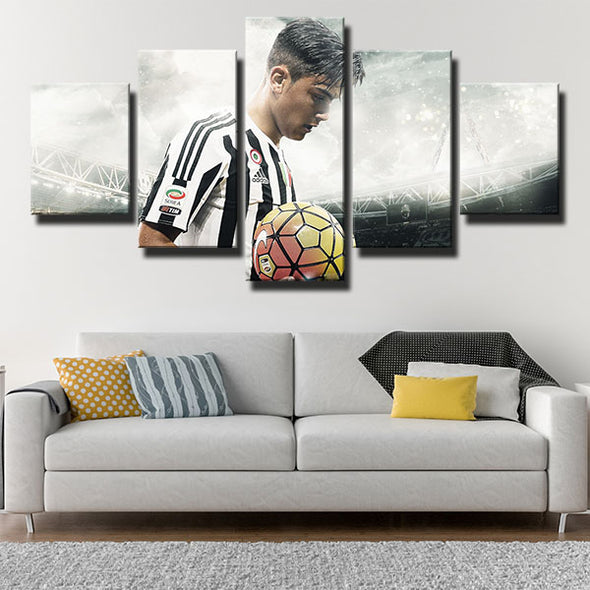 5 panel wall art canvas prints JUV Dybala court football home decor-1330 (2)