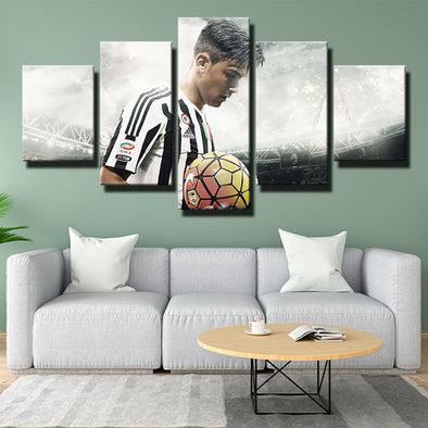 5 panel wall art canvas prints JUV Dybala court football home decor-1330 (3)