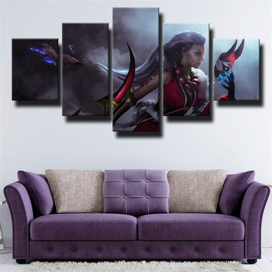 5 panel wall art canvas prints League Legends Diana decor picture-1200（1）