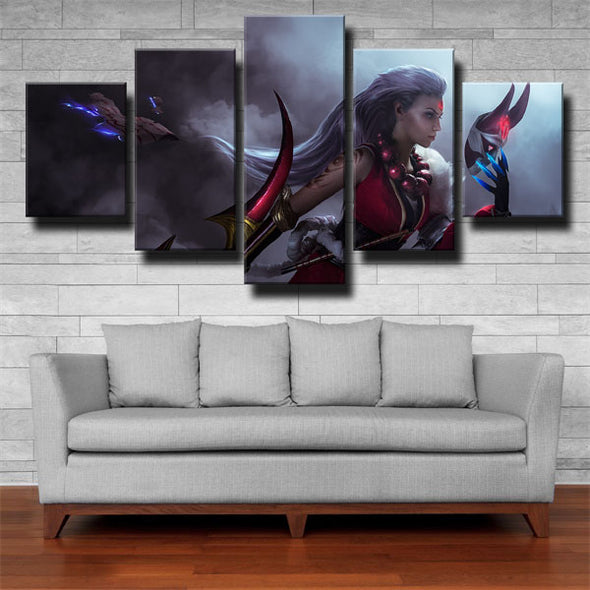5 panel wall art canvas prints League Legends Diana decor picture-1200（3）