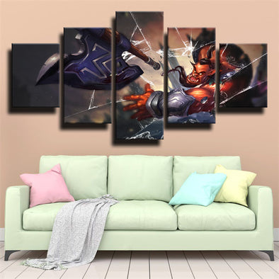 5 panel wall art canvas prints League Legends Dr. Mundo home decor-1200 (1)