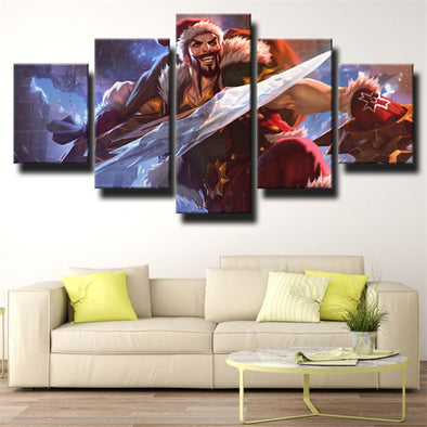 5 panel wall art canvas prints League Legends Draven home decor-1200 (1)