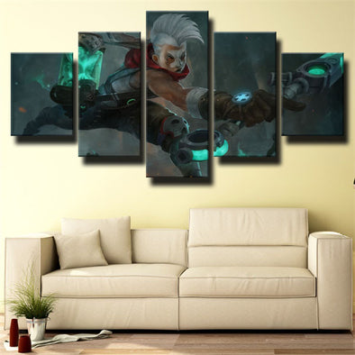 5 panel wall art canvas prints League Legends Ekko live room decor-1200 (1)