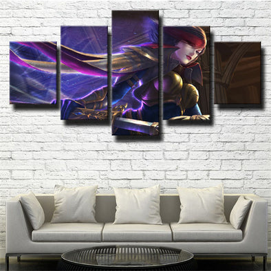 5 panel wall art canvas prints League Of Legends Fiora decor picture-1200 (1)