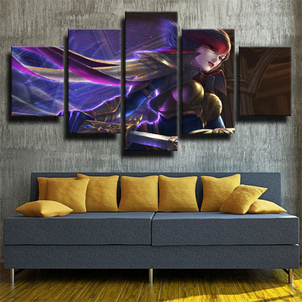 5 panel wall art canvas prints League Of Legends Fiora decor picture-1200 (2)