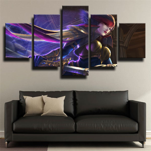 5 panel wall art canvas prints League Of Legends Fiora decor picture-1200 (3)