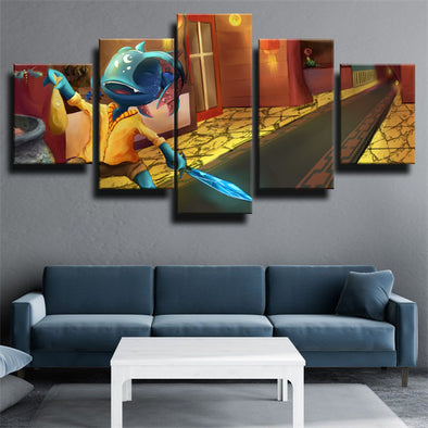 5 panel wall art canvas prints League Of Legends Fizz home decor-1200 (1)