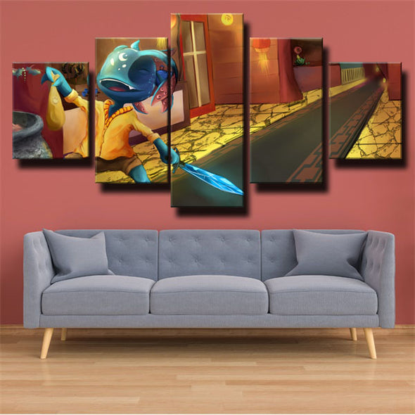 5 panel wall art canvas prints League Of Legends Fizz home decor-1200 (2)