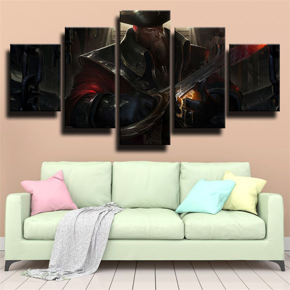 5 panel wall art canvas prints League Of Legends Gangplank picture-1200 (2)