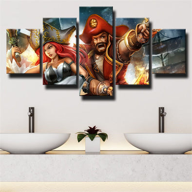 5 panel wall art canvas prints League Of Legends Gangplank wall picture-1200 (1)