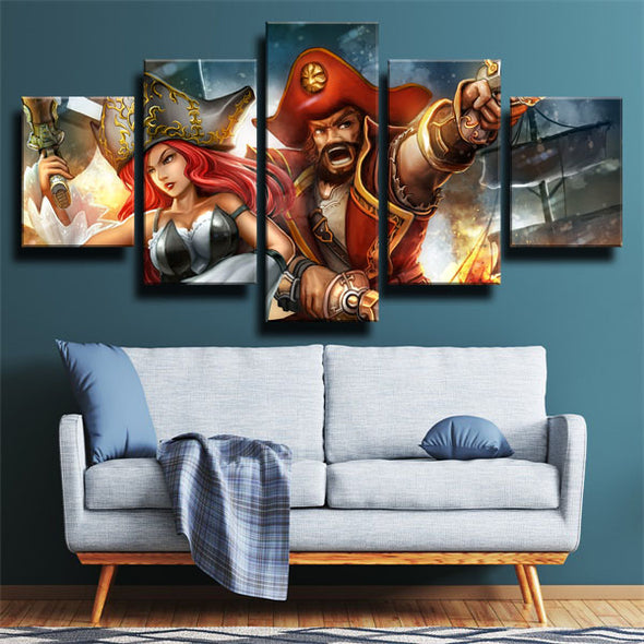 5 panel wall art canvas prints League Of Legends Gangplank wall picture-1200 (3)