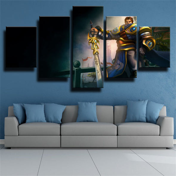 5 panel wall art canvas prints League Of Legends Garen home decor-1200 (1)