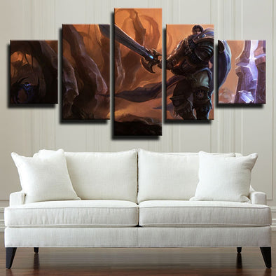 5 panel wall art canvas prints League Of Legends Garen live room decor-1200 (1)