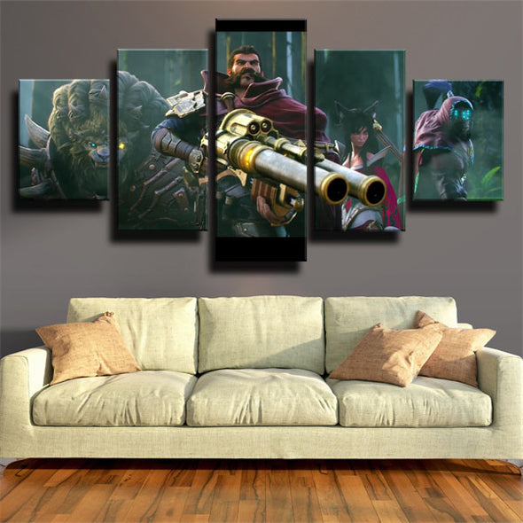 5 panel wall art canvas prints League Of Legends Graves home decor-1200 (1)