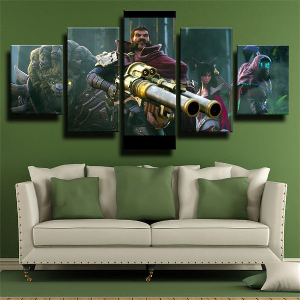 5 panel wall art canvas prints League Of Legends Graves home decor-1200 (3)
