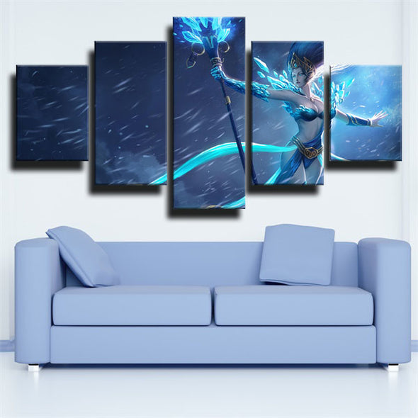 5 panel wall art canvas prints League Of Legends Janna decor picture-1200 (3)