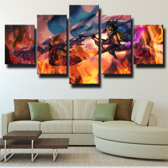 5 panel wall art canvas prints League Of Legends Jarvan IV wall decor-1200 (1)