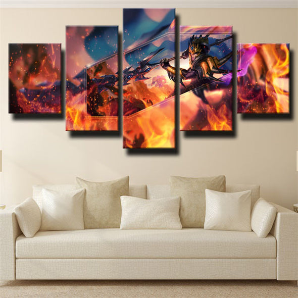 5 panel wall art canvas prints League Of Legends Jarvan IV wall decor-1200 (3)
