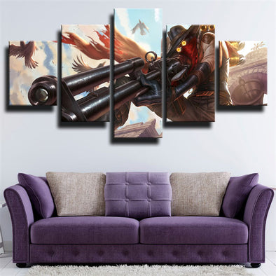 5 panel wall art canvas prints League Of Legends Jhin home decor-1200 (1)