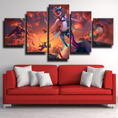 5 panel wall art canvas prints League Of Legends Jinx decor picture-1200 (1)