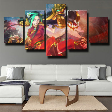 5 panel wall art canvas prints League Of Legends Jinx wall picture-1200 (1)