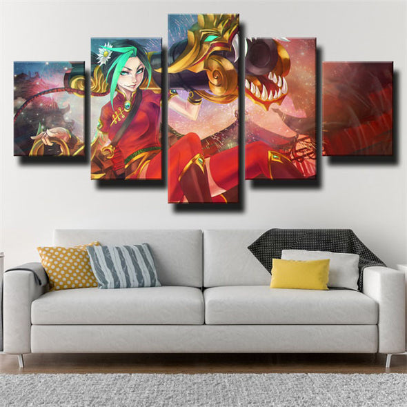 5 panel wall art canvas prints League Of Legends Jinx wall picture-1200 (3)