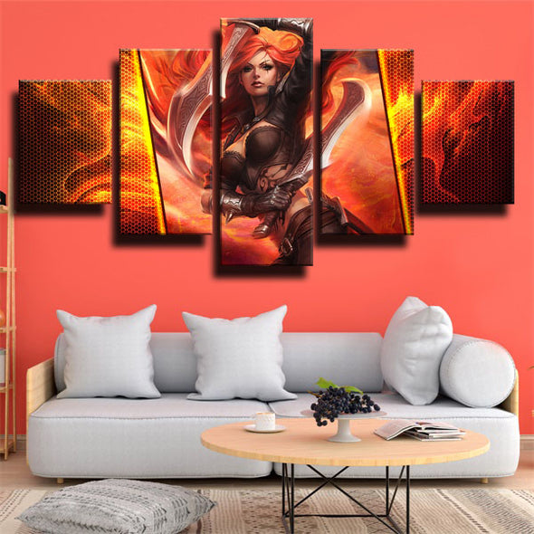 5 panel wall art canvas prints League Of Legends Katarina picture-1200 (2)
