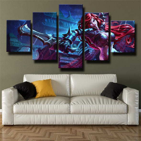 5 panel wall art canvas prints League Of Legends Katarina wall picture-1200 (1)