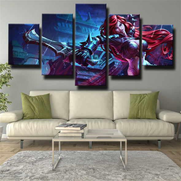 5 panel wall art canvas prints League Of Legends Katarina wall picture-1200 (2)