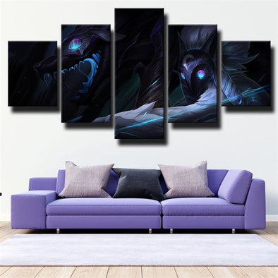 5 panel wall art canvas prints League Of Legends Kindred home decor-1200 (1)