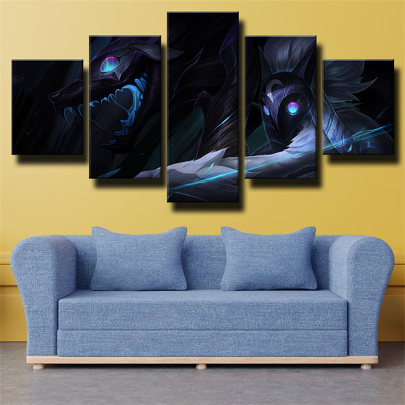 5 panel wall art canvas prints League Of Legends Kindred home decor-1200 (3)