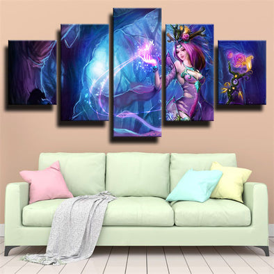 5 panel wall art canvas prints League Of Legends LeBlanc home decor-1200 (1)