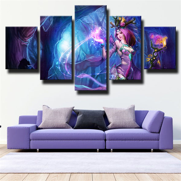 5 panel wall art canvas prints League Of Legends LeBlanc home decor-1200 (2)