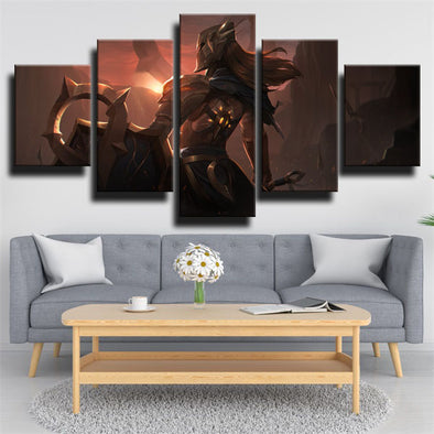 5 panel wall art canvas prints League Of Legends Leona decor picture-1200 (1)