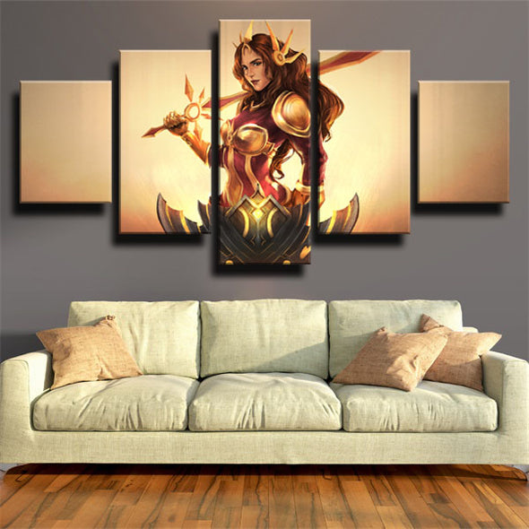 5 panel wall art canvas prints League Of Legends Leona home decor-1200 (1)