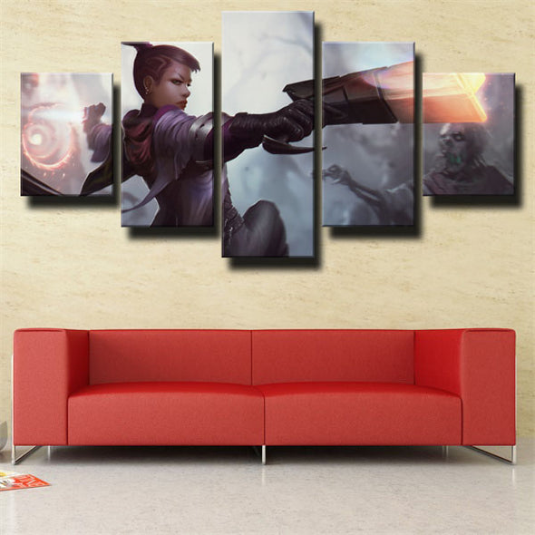 5 panel wall art canvas prints League Of Legends Lucian home decor-1200 (2)