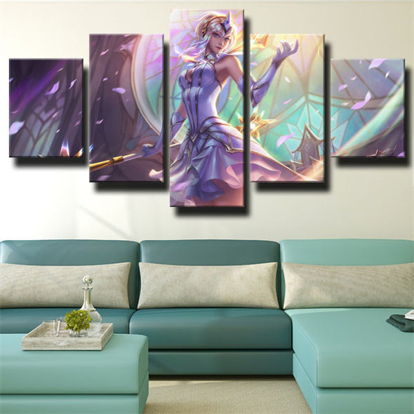 5 panel wall art canvas prints League Of Legends Lux decor picture-1200 (2)