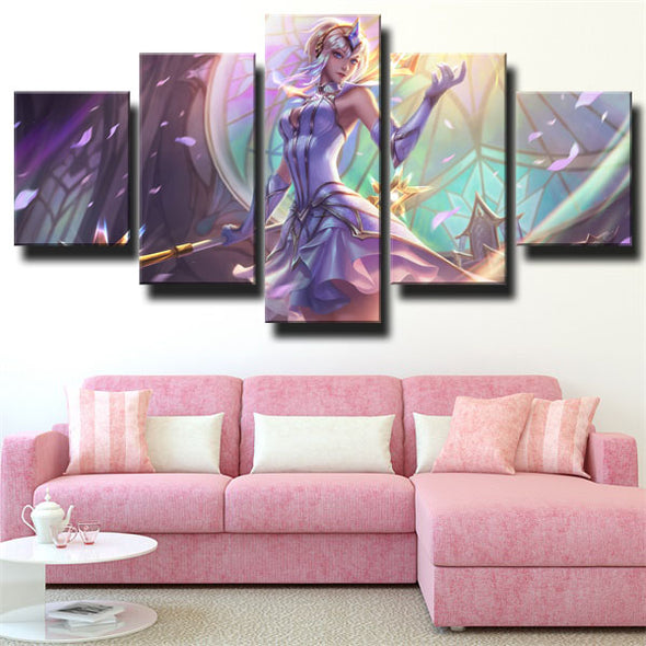 5 panel wall art canvas prints League Of Legends Lux decor picture-1200 (3)