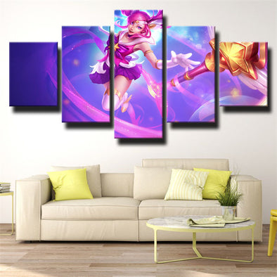 5 panel wall art canvas prints League Of Legends Lux home decor-1200 (1)