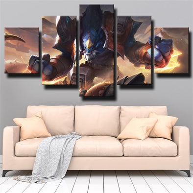 5 panel wall art canvas prints League Of Legends Malphite wall picture-1200 (1)