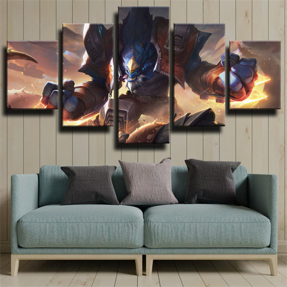 5 panel wall art canvas prints League Of Legends Malphite wall picture-1200 (2)