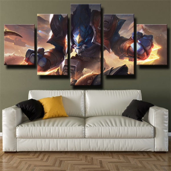 5 panel wall art canvas prints League Of Legends Malphite wall picture-1200 (3)