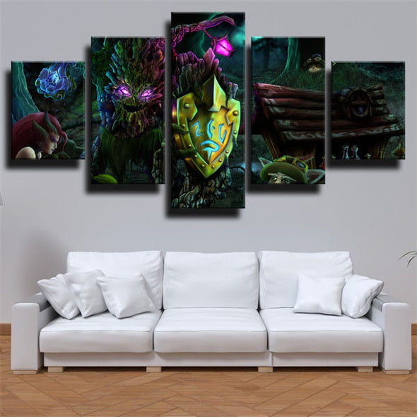 5 panel wall art canvas prints League Of Legends Maokai decor picture-1200 (3)