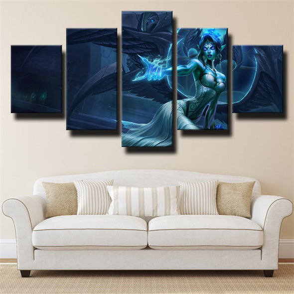5 panel wall art canvas prints League Of Legends Morgana decor picture-1200 (3)